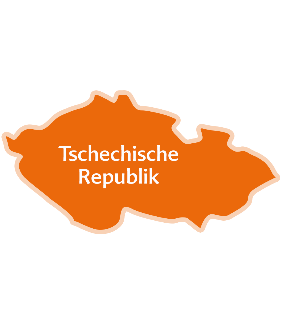 An orange silhouette of the Czech Republic