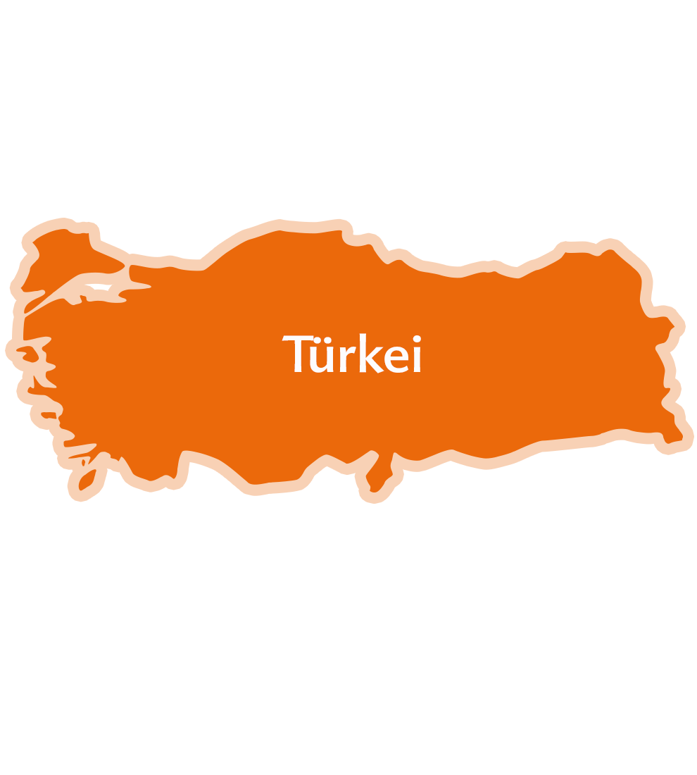 An orange silhouette of Türkiye
