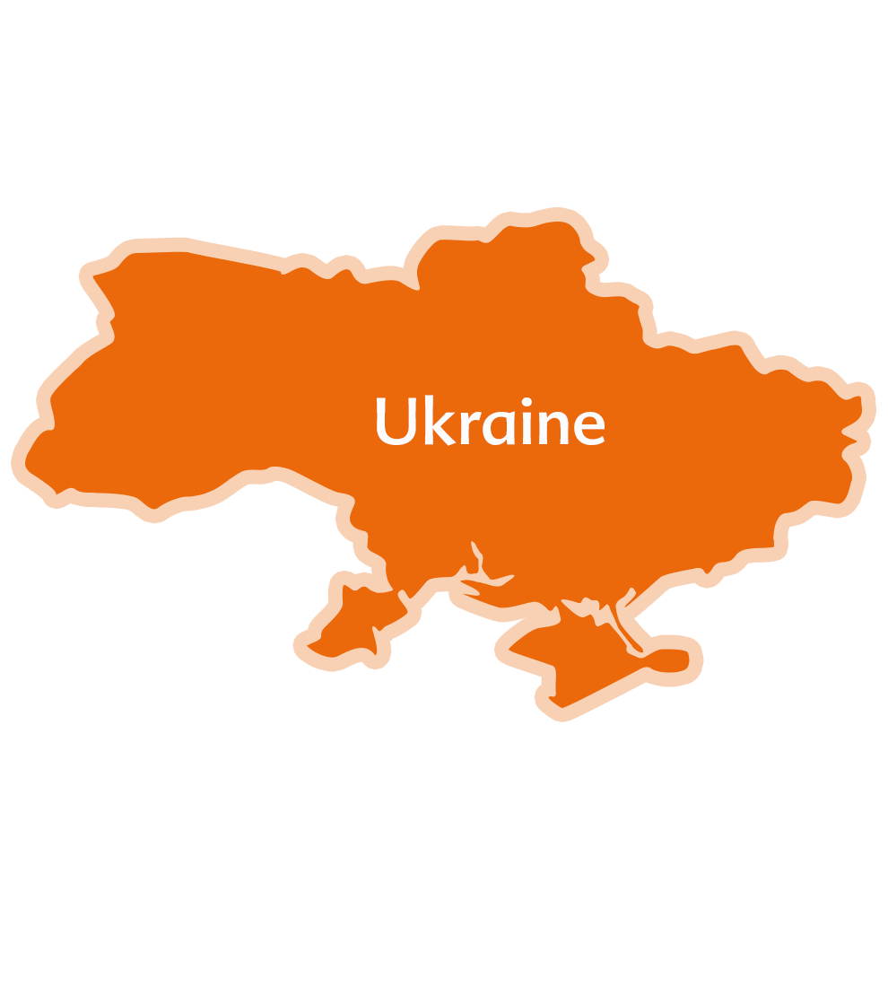 An orange silhouette of Ukraine